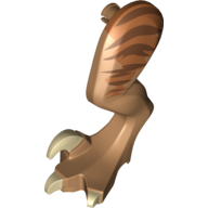 Lego Animal Body Part, Dinosaur, Raptor Leg, Left, with Pin, Tan Claws and Dark Brown Stripes over Dark Orange Print