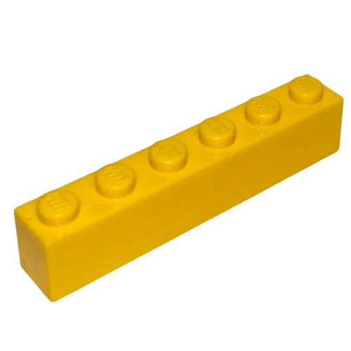 Lego Brick 1 x 6 with Bottom Tubes and 2 Lowered Cross Supports / Yellow
