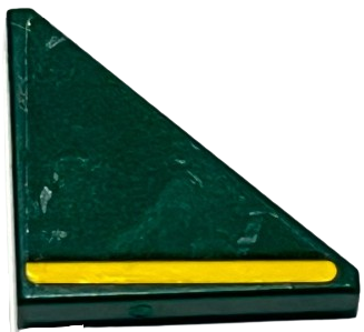 Lego Tile, Modified 2 x 2 Triangular with Yellow Stripe Pattern Model Left Side (Sticker) - Set 76907
