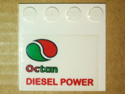Lego Tile, Modified 4 x 4 with Studs on Edge with Octan Logo and Red 'DIESEL POWER' Pattern Model Left Side (Sticker) - Set 5563