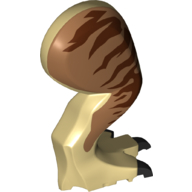 Lego Animal Body Part, Dinosaur, Tyrannosaurus Rex Leg, Right, with Pin, Dark Tan Claws and Reddish Brown Stripes on Medium Nougat Print