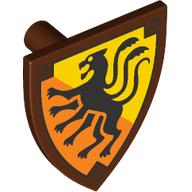 Lego Shield Triangular with Black Displacer Beast on Bright Light Orange Background Print