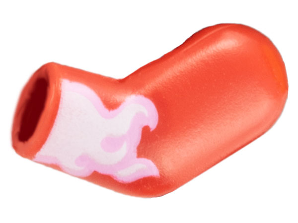 Lego Arm, Left with White and Bright Pink Flames Pattern / Red