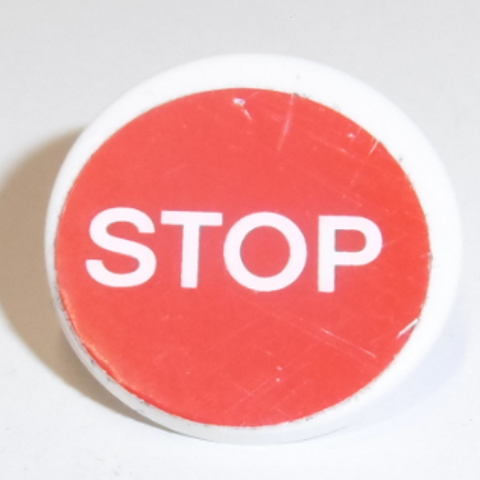Lego Road Sign 2 x 2 Round with Clip with Thin Font 'STOP' on Red Background Pattern (Sticker) - Set 75913 / White