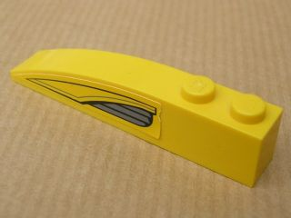 Lego Slope, Curved 6 x 1 with 2 Studs with Yellow and Dark Bluish Gray Pattern Right (Sticker) - Set 7044