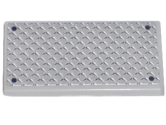 Lego Tile 2 x 4 with Silver Tread Plate and 4 Rivets Pattern (Sticker) - Sets 4644 / 7208