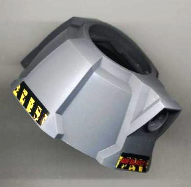 Lego Air Blast Launcher Base (Racers) with Black and Yellow Danger Stripes on Both Sides and Red 'AIR BLAST!' Pattern (Stickers) - Set 7968 / Dark Bluish Gray