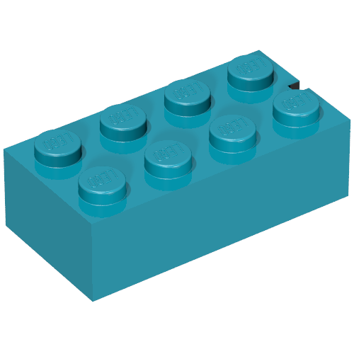 Lego Brick 2 x 4 without Bottom Tubes, Slotted (with 1 slot) / Vintage Blue