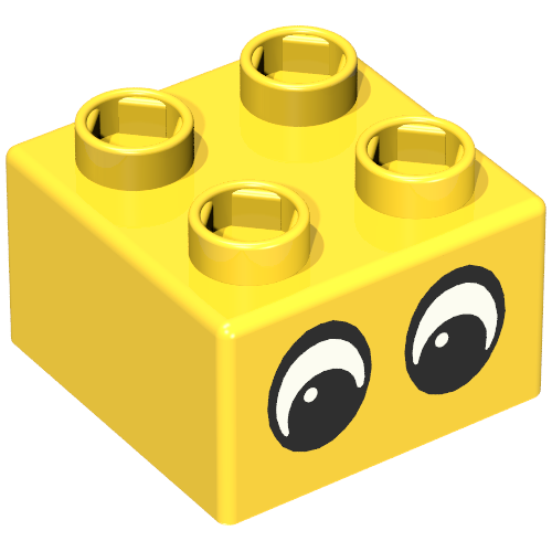Lego Quatro Brick 2 x 2 with Two Eyes Print
