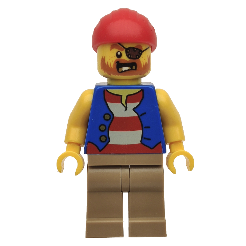 Lego Pirate - Blue Torso, Dark Tan Legs, Red Cap