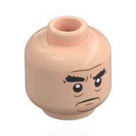 Lego Minifig Head Charles Carson, Thick Black Eyebrows, Nougat Wrinkles, Stern Frown / Lopsided Smirk / Light Nougat