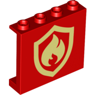 Lego Panel 1 x 4 x 3 with Fire Logo Print / Red