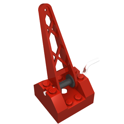 Lego Winch 4 x 4 x 2 with Sloped Top with Black Drum [Complete Assembly] / Red