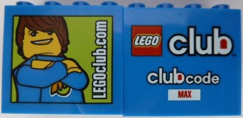 Lego Brick 2 x 4 x 3 with LEGOclub.com and Max Pattern and clubcode on Reverse