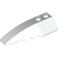 Lego Brick Wedged, Curved 6 x 2 Left, Inner Ridges / White