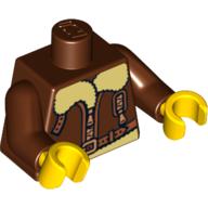 Lego Torso Bomber Jacket with Light Yellow Collar Print, Reddish Brown Arms, Yellow Hands / Reddish Brown