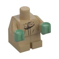 Lego Baby / Toddler Body with Fixed Arms and Sand Green Hands and Robe Print (Grogu / The Child / Baby Yoda) / Dark Tan