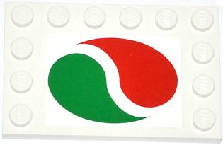 Lego Tile, Modified 4 x 6 with Studs on Edges with Octan Logo Pattern (Sticker) - Set 4207