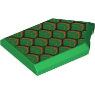 Lego Tile Special 2 x 3 Pentagonal with Dragon Scales Print / Green