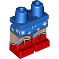 Lego Hips with Blue Legs and Red Boots Pattern with Light Nougat Legs, White Stars Print