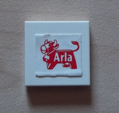 Lego Tile 2 x 2 with Arla Dairy Logo Pattern (Sticker) - Set 1581