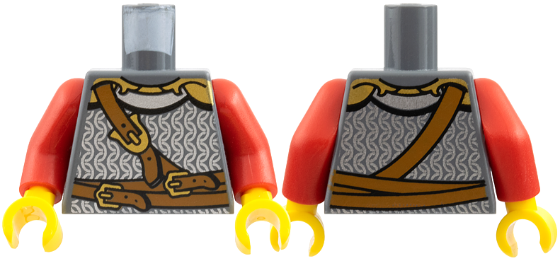 Lego Torso Castle Kingdoms Chest Strap and Belt Front and Back Pattern / Red Arms / Yellow Hands