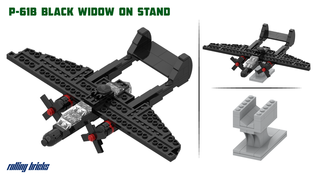 Lego P-61B Black Widow on Display Stand