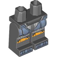 Lego Hips and Dark Bluish Gray Legs with Sand Blue/Light Bluish Grey Mandalorian Armor, Yellow Knee Pads print