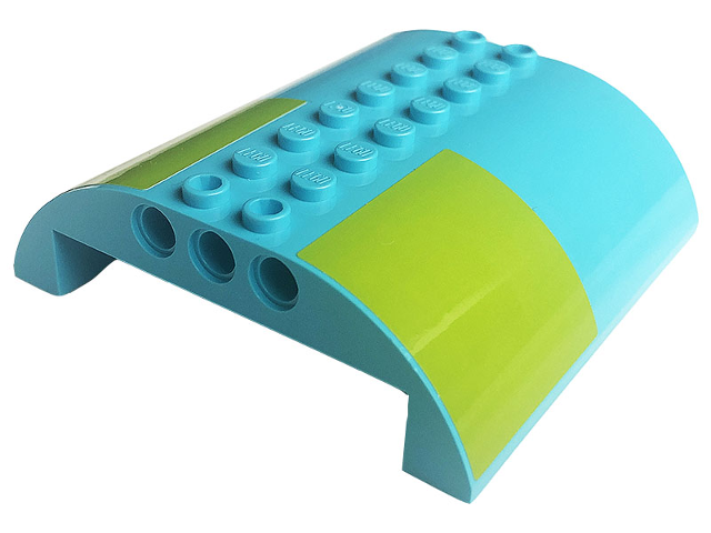 Lego Slope, Curved 8 x 8 x 2 Double with Lime Square Pattern on Both Sides (Stickers) - Set 41256 / Medium Azure