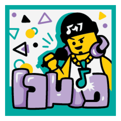Lego Tile 2 x 2 with Beatboxer print / Dark Turquoise