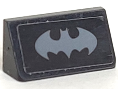 Lego Slope 30 1 x 2 x 2/3 with Dark Bluish Gray Bat Batman Logo Pattern (Sticker) - Set 70916