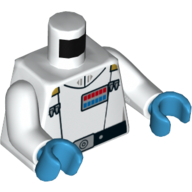 Lego Torso Imperial Officer Uniform Print (Admiral Thrawn), White Arms, Dark Azure Hands / White