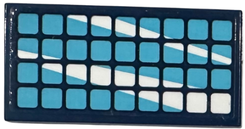 Lego Tile 2 x 4 with Medium Azure Solar Panel with White Reflections Pattern (Sticker) - Set 41735