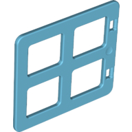 Lego Duplo Door / Window with Four Equal Square Cornered Panes / Medium Azure