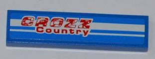 Lego Tile 1 x 4 with 'CROZZ Country' and 2 White Lines Pattern (Sticker) - Set 8126 / Blue