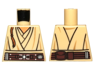 Lego Torso SW Layered Shirt, Brown Belt Pattern and Padawan Braid Pattern (Obi-Wan) / Tan