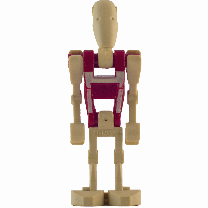 Lego Battle Droid Security, Dark Red Torso with Tan Print, Two Bent Arms