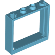 Lego Window 1 x 4 x 3 without Shutter Tabs / Medium Azure