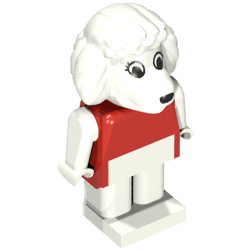 Lego Fabuland Figure Poodle with White Eyes / Red