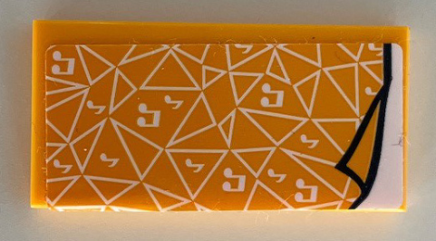 Lego Tile 2 x 4 with Bright Light Orange Blanket with White Triangles and Music Notes Pattern (Sticker) - Set 41340