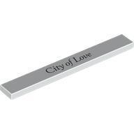 Lego Tile 1 x 8 with 'City of Love' Print / White