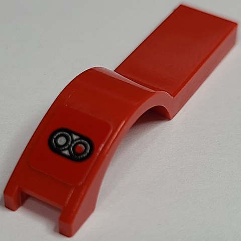 Lego Vehicle, Mudguard 1 x 4 1/2 with Red and White Light Pattern Model Left Side (Sticker) - Set 8124