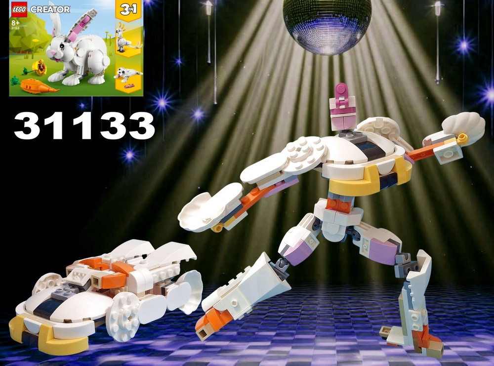 Lego Transformer Jazz (Cybertronian car) using LEGO Creator 31133: White Rabbit