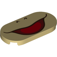 Lego Tile Round 2 x 4 with Smiling Mouth (Iggy) Print