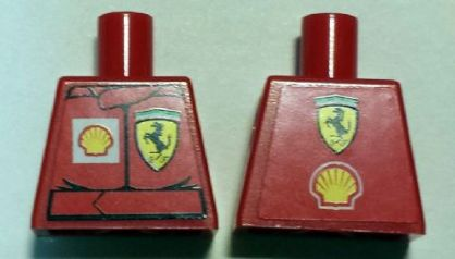 Lego Torso Racers Ferrari front, Shell back (Stickers) without Driver Name Pattern / Red