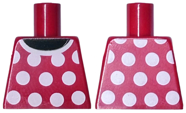 Lego Torso Red Dress Top with White Collar and Polka Dots Front and Back Pattern / Red