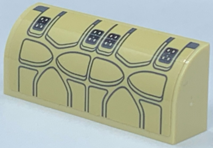 Lego Slope, Curved 1 x 4 x 1 1/3 with SW Millennium Falcon Seat Cushion Pattern (Sticker) - Set 75192 / Tan