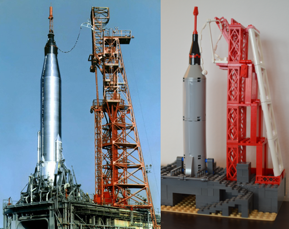 Lego Mercury Atlas launch pad and tower (Saturn V scale)