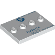 Lego Plate Special 3 x 4 with 1 x 4 Center Studs and 'TEAM GB' and Olympic Rings Print