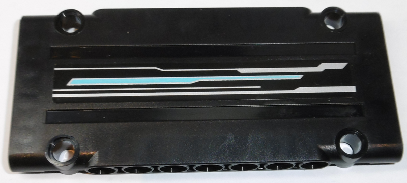 Lego Technic, Panel Plate 5 x 11 x 1 with Silver and Blue Lines Pattern Model Right Side (Sticker) - Set 70165 / Black